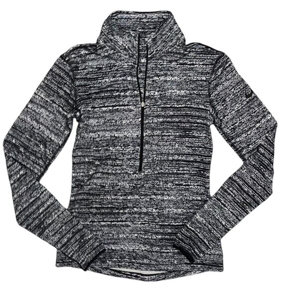 Nike Long Sleeve Active Top Womens XS High Neck Black White Half Zip Dri Fit - Picture 1 of 8